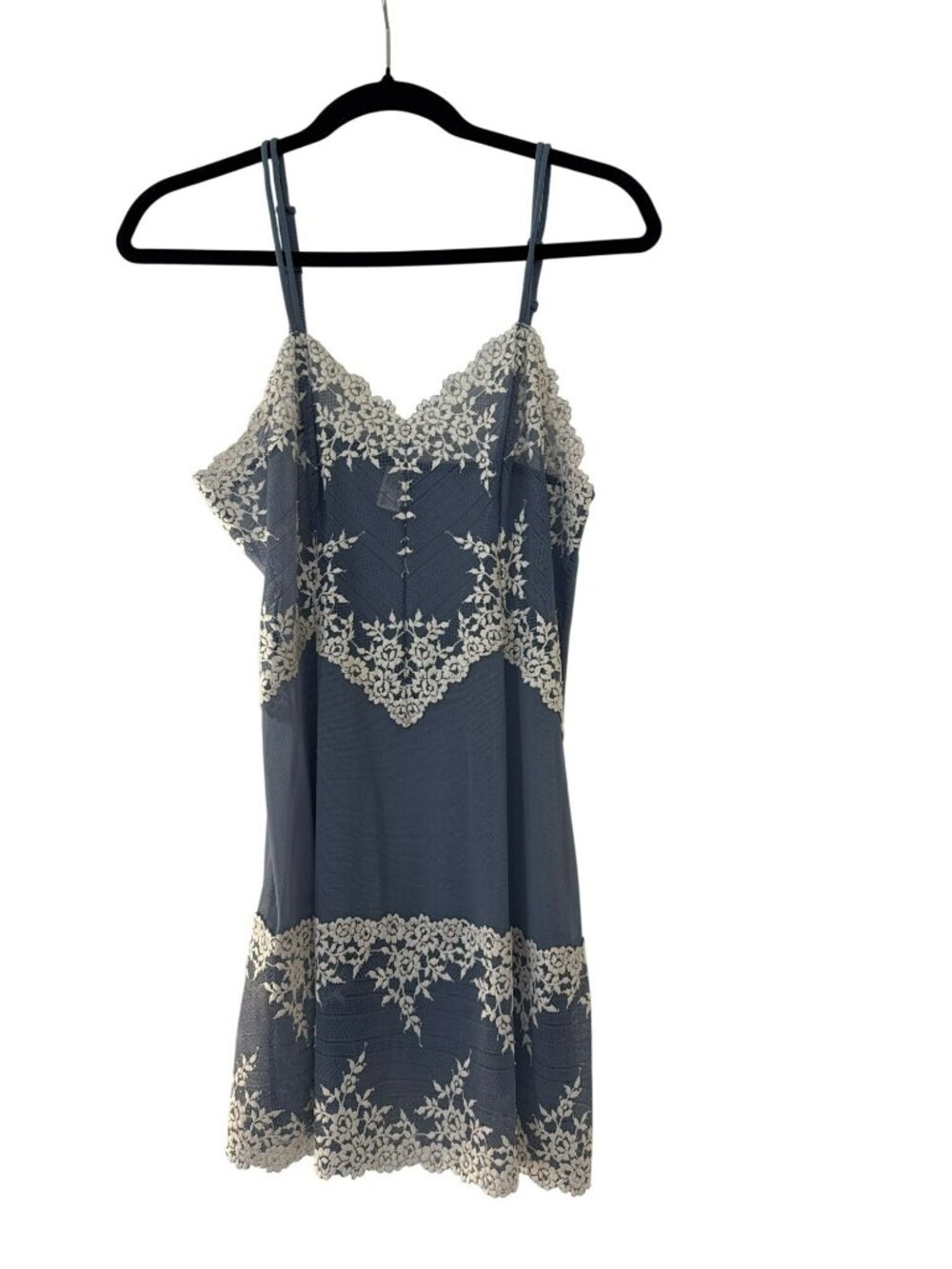 Wacoal Embrace Lace Blue Chemise Nightgown Large 814191 Romantic Coquette